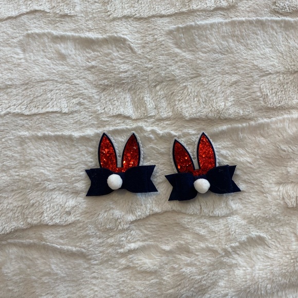 Other - Red Glitter Bunny Ear Hair Clips